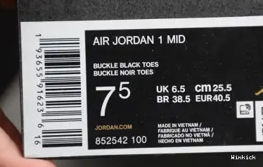 UNION BLACK MID 852542-100 SE TOE AIR JORDAN 1 0602
